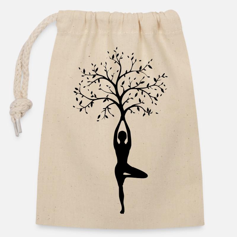 Yoga - Verschließbarer Geschenkbeutel aus Baumwolle (14x20cm) - Natur