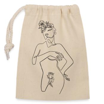 Amour de soi Femme Fleurs V-Day - Sac cadeau en coton avec cordon (14 x 20 cm) - nature - Devant