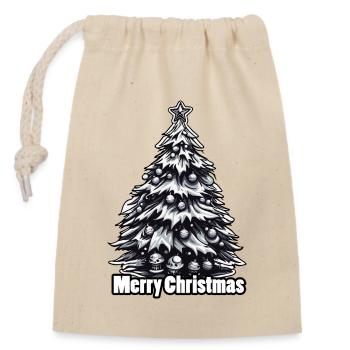 Weihnachtsbaum / Tanne / Christbaumkugeln / Stern - Verschließbarer Geschenkbeutel aus Baumwolle (14x20cm) - Natur - Vorne