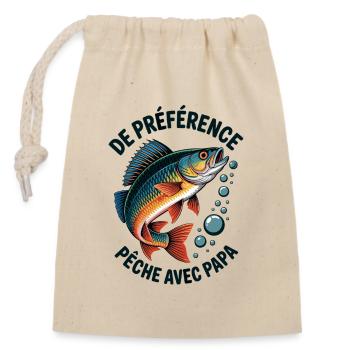 Pêche avec papa T-shirt de pêche pour enfants - Sac cadeau en coton avec cordon (14 x 20 cm) - nature - Devant