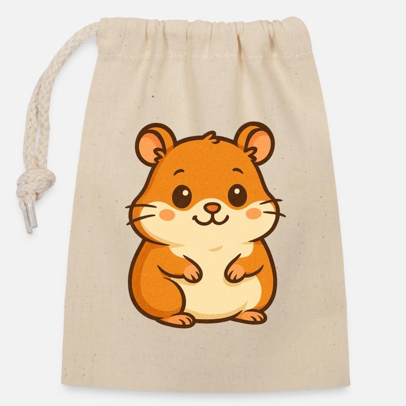Hamster - Verschließbarer Geschenkbeutel aus Baumwolle (14x20cm) - Natur