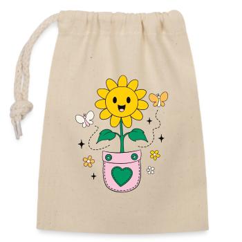 Design de poche de tournesol à ondes positives - Sac cadeau en coton avec cordon (14 x 20 cm) - nature - Devant