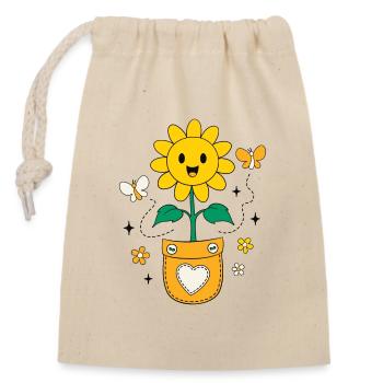 Design de poche de tournesol à ondes positives - Sac cadeau en coton avec cordon (14 x 20 cm) - nature - Devant