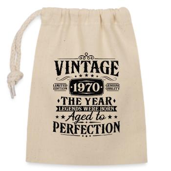 Cadeau d’anniversaire vintage des années 1970 - Sac cadeau en coton avec cordon (14 x 20 cm) - nature - Devant