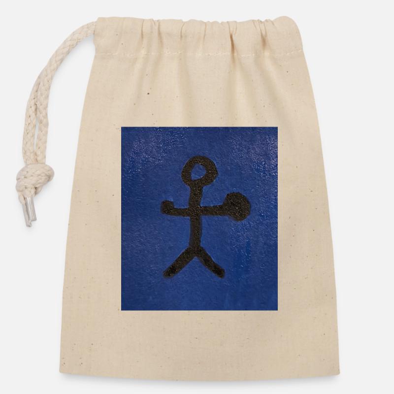Shaman with drum - Closable cotton gift bag (14x20cm) - nature