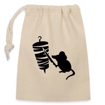 Kebab Grill Maus - Verschließbarer Geschenkbeutel aus Baumwolle (14x20cm) - Natur - Vorne