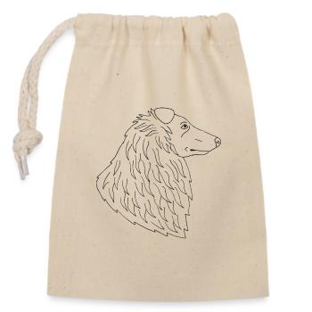 Collie - Verschließbarer Geschenkbeutel aus Baumwolle (14x20cm) - Natur - Vorne