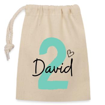 David 2 - Verschließbarer Geschenkbeutel aus Baumwolle (14x20cm) - Natur - Vorne