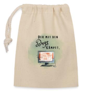 Programmierer Shirt "Der mit den Bugs kämpft" - Verschließbarer Geschenkbeutel aus Baumwolle (14x20cm) - Natur - Vorne