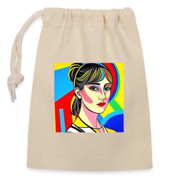 Colorful Pop Portrait - Closable cotton gift bag (14x20cm) - nature - Front