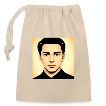 Modern Pop Art Vector Portrait - Closable cotton gift bag (14x20cm) - nature - Front