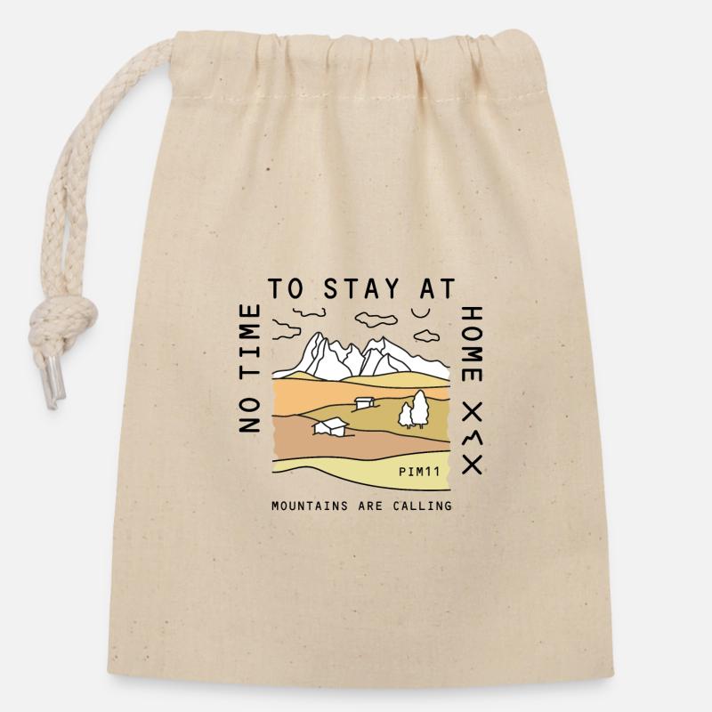 Les montagnes appellent (coloré) - Sac cadeau en coton avec cordon (14 x 20 cm) - nature