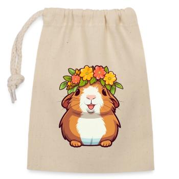 Meerschweinchen - Verschließbarer Geschenkbeutel aus Baumwolle (14x20cm) - Natur - Vorne