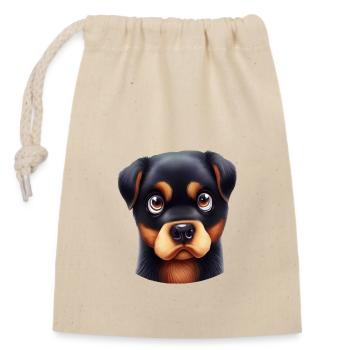 Charming Rottweiler Gaze - Closable cotton gift bag (14x20cm) - nature - Front