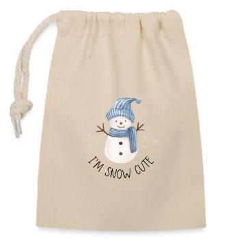 I‘m snow cute snowman design - Verschließbarer Geschenkbeutel aus Baumwolle (14x20cm) - Natur - Vorne
