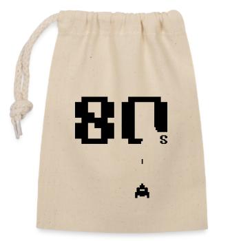 Années 80 - Sac cadeau en coton avec cordon (14 x 20 cm) - nature - Devant