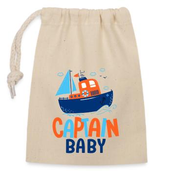 Baby Captain baby naissance bébé bâteau - Sac cadeau en coton avec cordon (14 x 20 cm) - nature - Devant