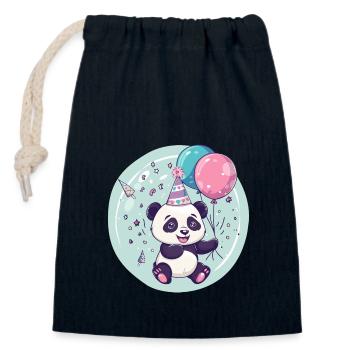 Panda Birthday Baby - Closable cotton gift bag (14x20cm) - navy - Front