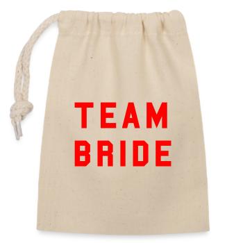 TEAM BRIDE College Design Rot - Verschließbarer Geschenkbeutel aus Baumwolle (14x20cm) - Natur - Vorne
