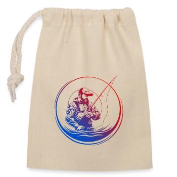 Fishing Silhouette Colorful - Closable cotton gift bag (14x20cm) - nature - Front