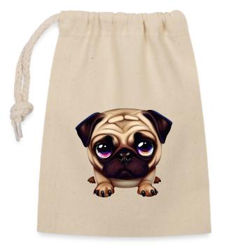 Illustration de carlin mignon - Sac cadeau en coton avec cordon (14 x 20 cm) - nature - Devant