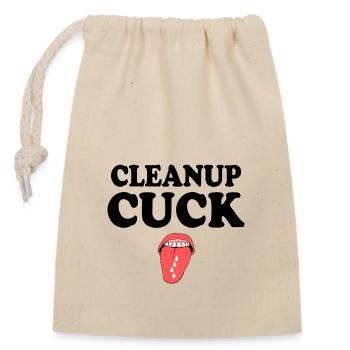 Cuckold clean up - Verschließbarer Geschenkbeutel aus Baumwolle (14x20cm) - Natur - Vorne