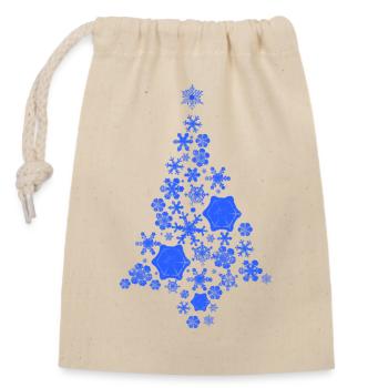 sapin tout en flocons - Sac cadeau en coton avec cordon (14 x 20 cm) - nature - Devant