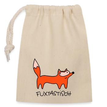 Fuxtastisch - Verschließbarer Geschenkbeutel aus Baumwolle (14x20cm) - Natur - Vorne