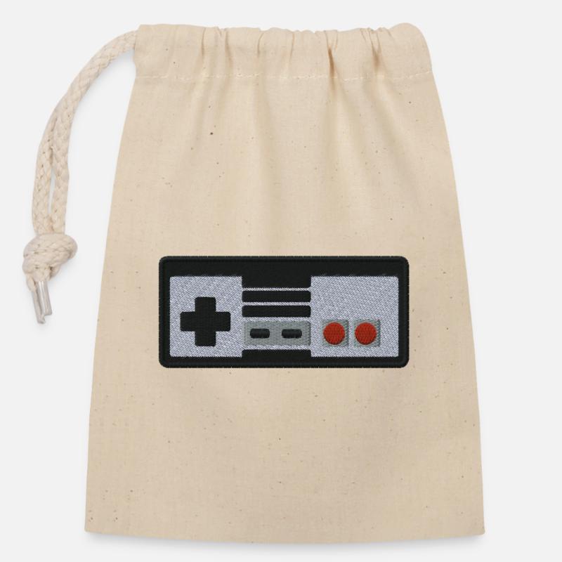 Gamepad - Verschließbarer Geschenkbeutel aus Baumwolle (14x20cm) - Natur