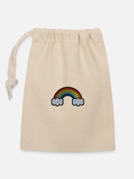 Rainbow - Verschließbarer Geschenkbeutel aus Baumwolle (14x20cm) - Natur