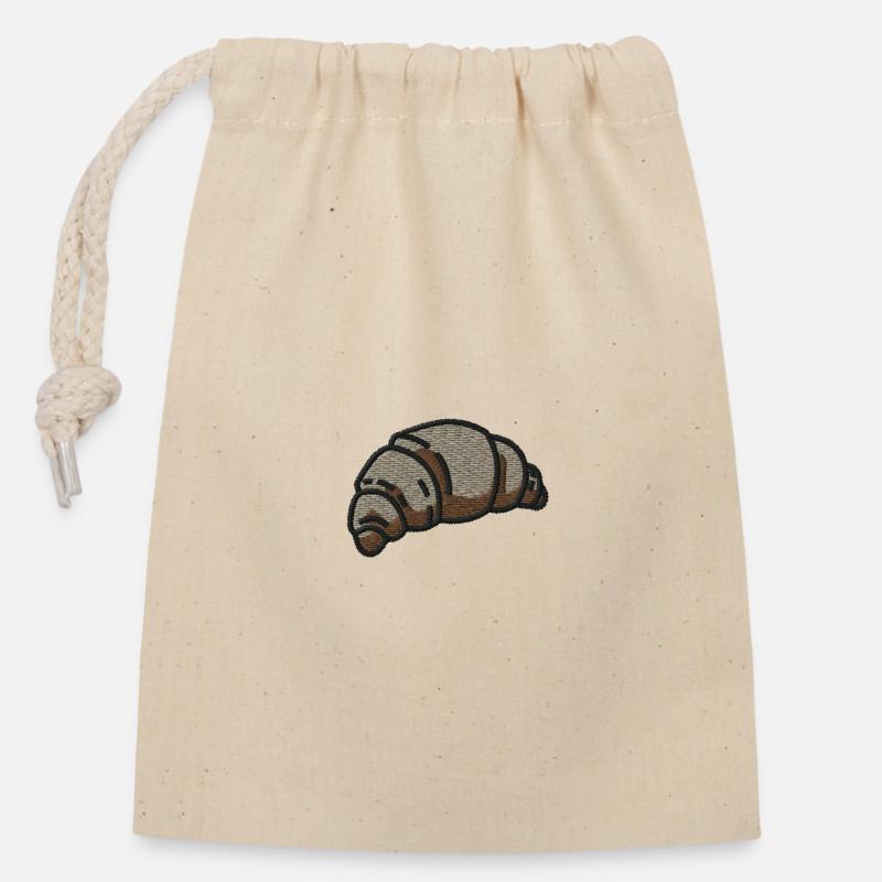 Croissant - Verschließbarer Geschenkbeutel aus Baumwolle (14x20cm) - Natur
