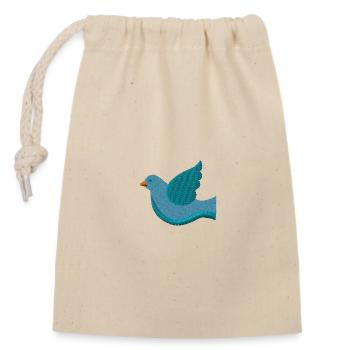 Dove embroidered - Closable cotton gift bag (14x20cm) - nature - Front