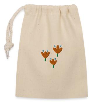 Tulipes brodées - Sac cadeau en coton avec cordon (14 x 20 cm) - nature - Devant