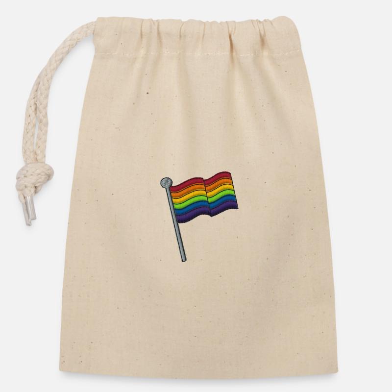 Rainbowflag - Closable cotton gift bag (14x20cm) - nature