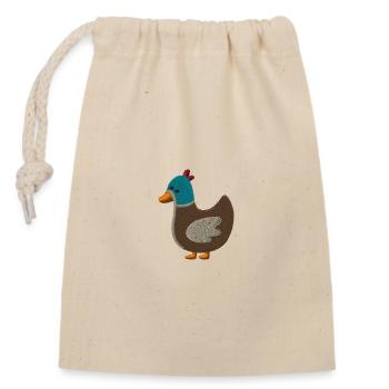 Embroidered duck - Closable cotton gift bag (14x20cm) - nature - Front