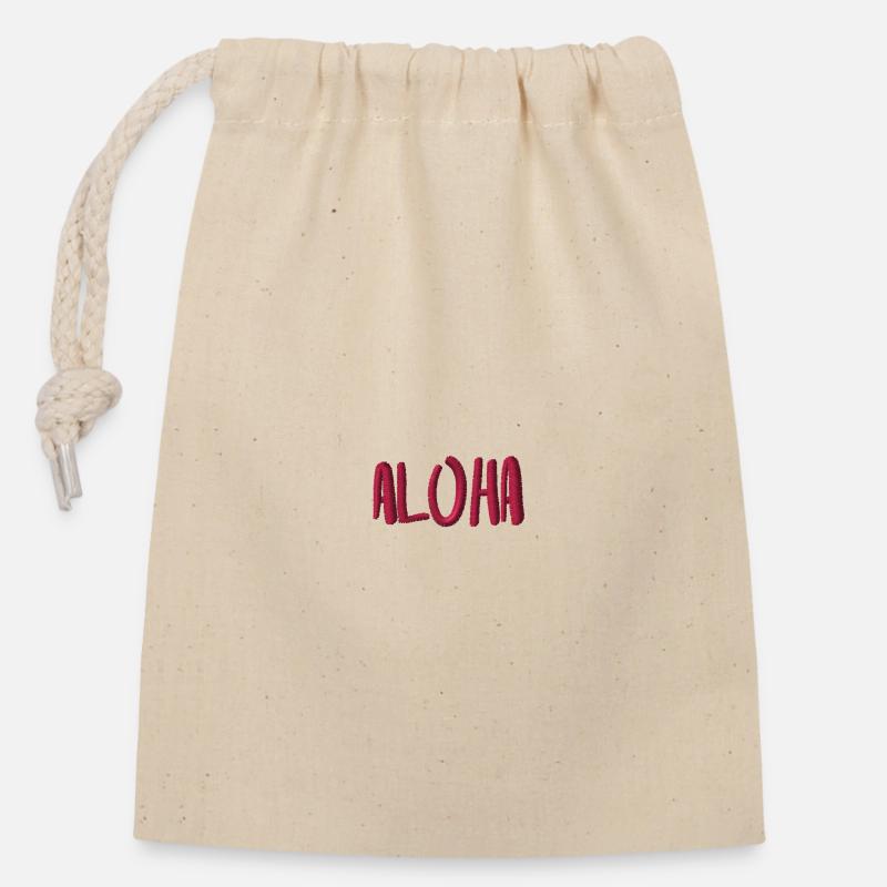 Aloha - Sac cadeau en coton avec cordon (14 x 20 cm) - nature