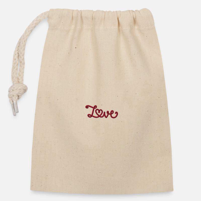 Love - Verschließbarer Geschenkbeutel aus Baumwolle (14x20cm) - Natur
