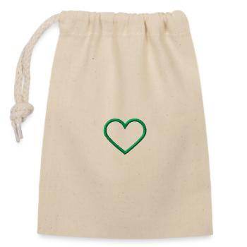 Heart green - Closable cotton gift bag (14x20cm) - nature - Front