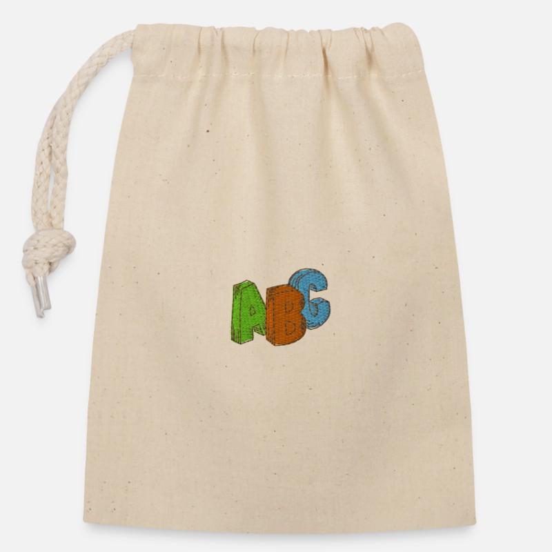 ABC - Closable cotton gift bag (14x20cm) - nature