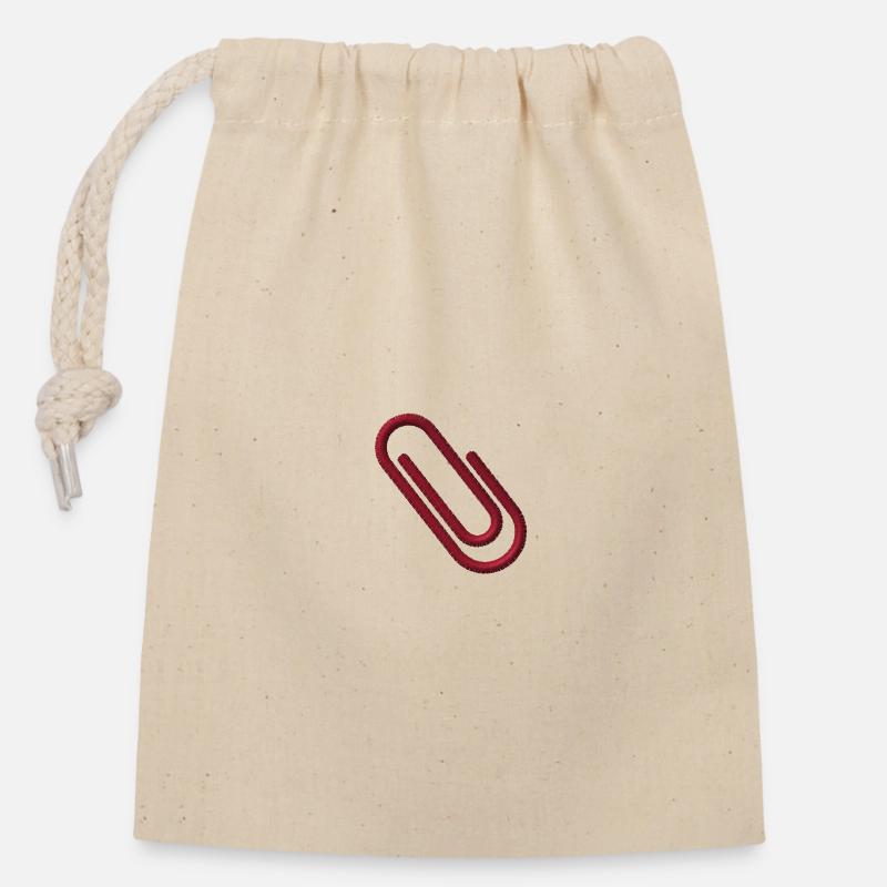Trombone brodé - Sac cadeau en coton avec cordon (14 x 20 cm) - nature