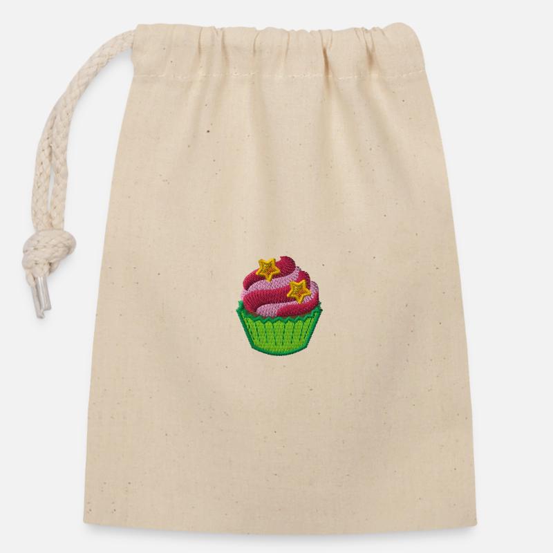 Cupcake - Closable cotton gift bag (14x20cm) - nature