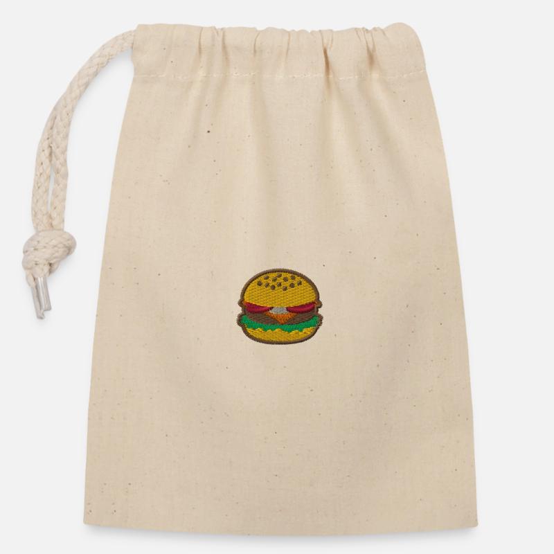Burger 1 - Sac cadeau en coton avec cordon (14 x 20 cm) - nature