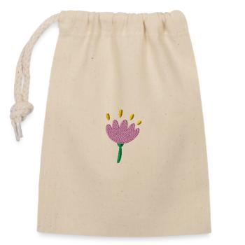Fleur brodée - Sac cadeau en coton avec cordon (14 x 20 cm) - nature - Devant