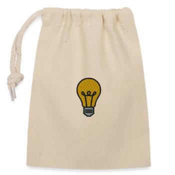 Ampoule brodée - Sac cadeau en coton avec cordon (14 x 20 cm) - nature - Devant
