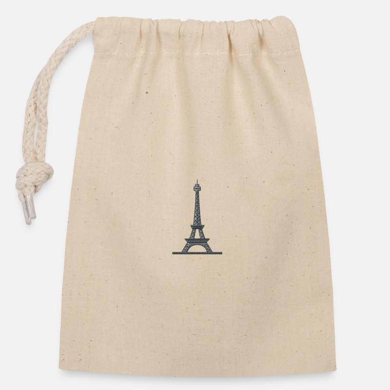 Tour Eiffel - Sac cadeau en coton avec cordon (14 x 20 cm) - nature