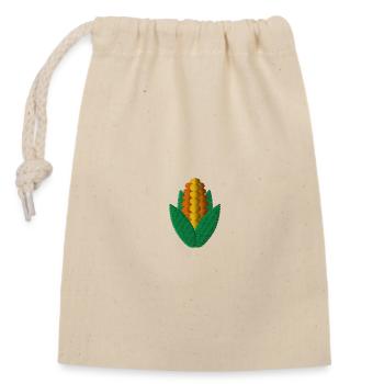 Maïs brodé - Sac cadeau en coton avec cordon (14 x 20 cm) - nature - Devant
