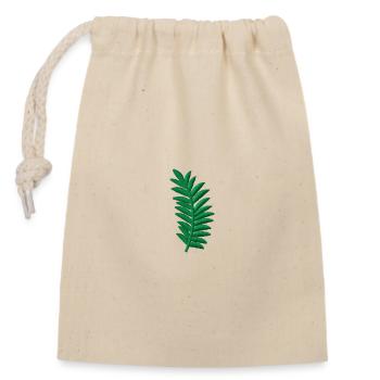 Embroidered palm leaf - Closable cotton gift bag (14x20cm) - nature - Front