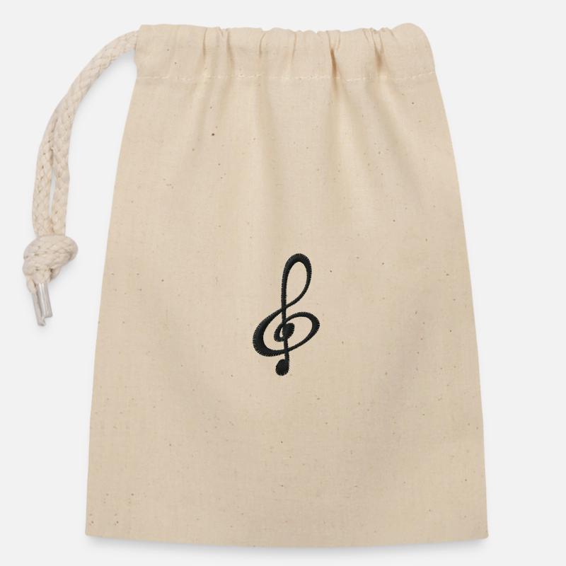 Note brodée - Sac cadeau en coton avec cordon (14 x 20 cm) - nature