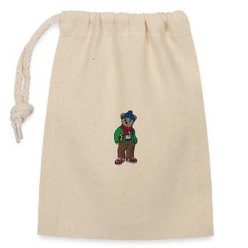 Ours en peluche 7 - Sac cadeau en coton avec cordon (14 x 20 cm) - nature - Devant
