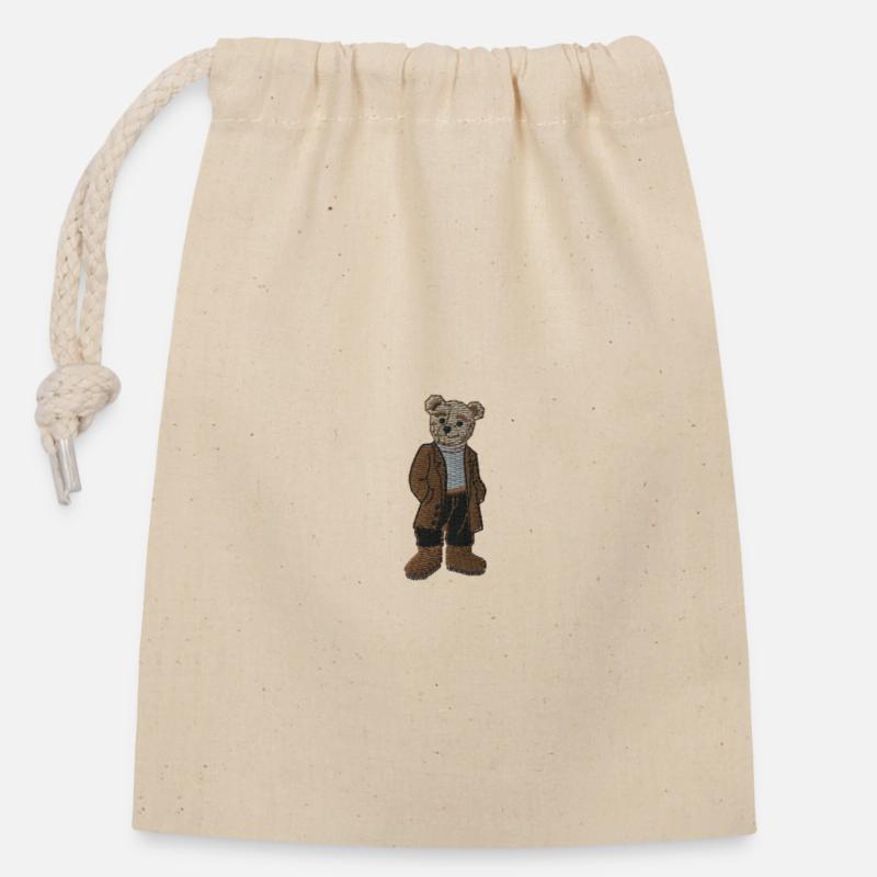 Teddybär - Verschließbarer Geschenkbeutel aus Baumwolle (14x20cm) - Natur